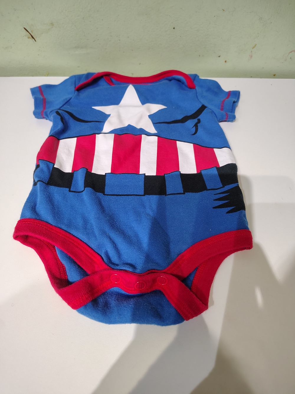 Marvel Captain America Blue Costume Baby Boy Size 3-6 Months Bodysuit Superhero